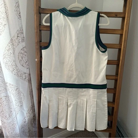Prince White Pickleball Polo Dress with Green & Navy Trim - Picture 2 of 3